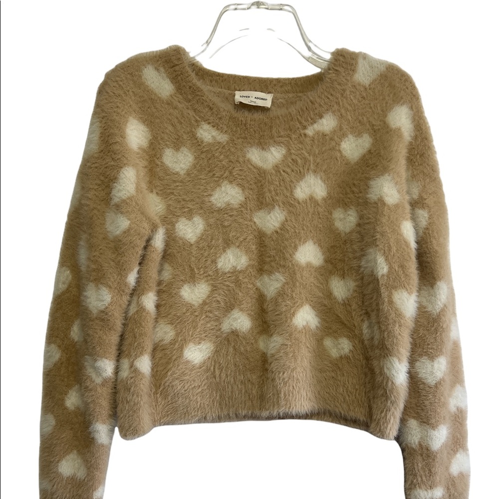 Love +Adored Cropped Heart Sweater